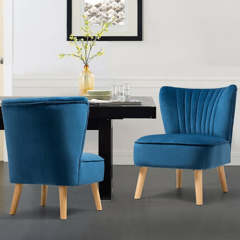 Gymax 2PCS Accent Chair Armless Leisure Chair Single Sofa w/ Wood Legs