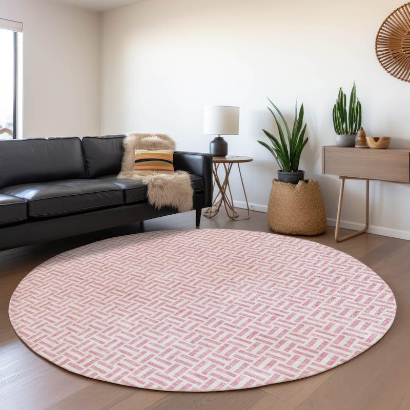 Premium Washable Super Soft Modern Geo Mayfield Rug - Pink - 8' x 8'