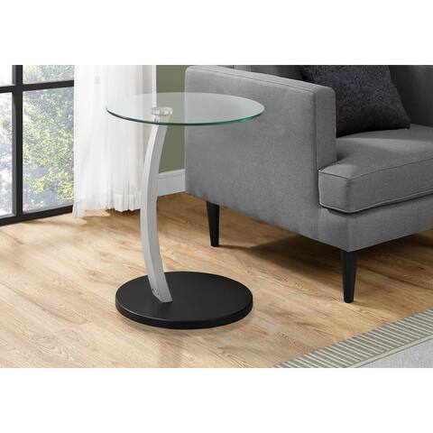 Black Silver Bentwood With Tempered Glass Accent Table