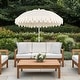 preview thumbnail 3 of 18, Horizon Coastal Scalloped Edge Beach Umbrella with Fringe, Push-Button Tilt, UV 50 Outdoor Canopy and Portable Carry Bag