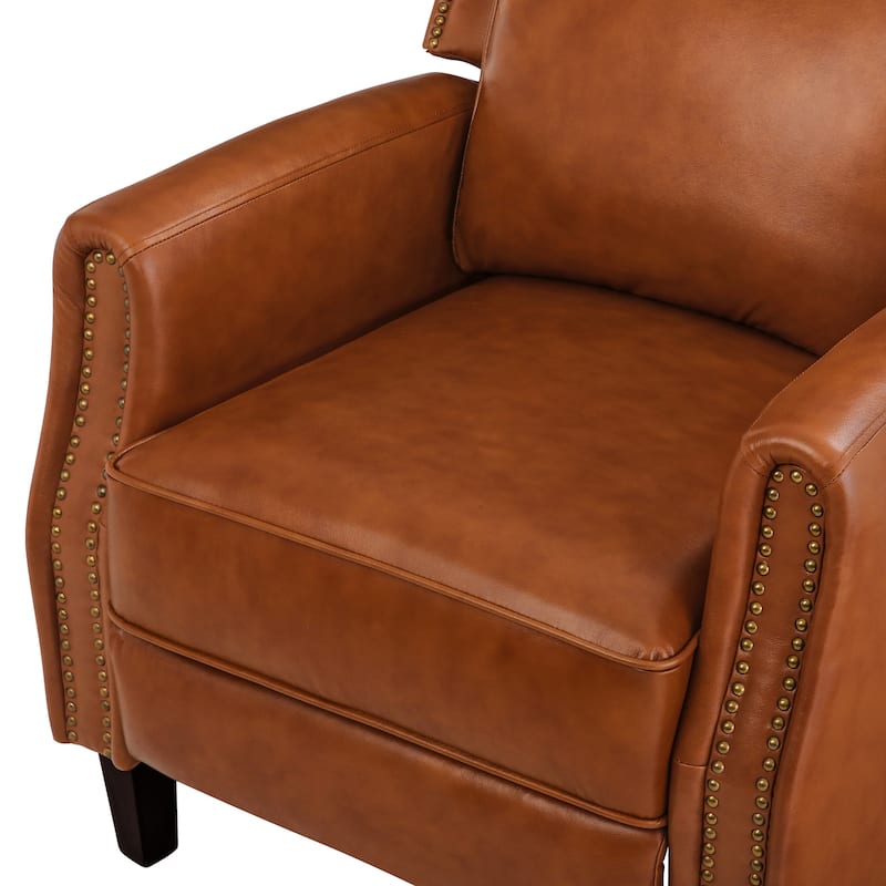 2 Set Genuine Leather Recliner Modern Push Back Recliner Chair Wingback 3 Adjustable Chair for Living Room