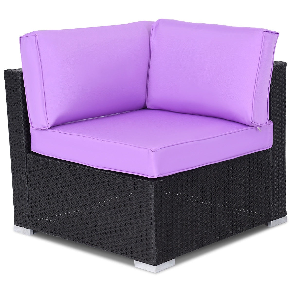 Shop Costway 7 Pcs Rattan Wicker Patio Set Outdoor Sectional Sofa Furniture Purple Cushion On Sale Overstock 22363658