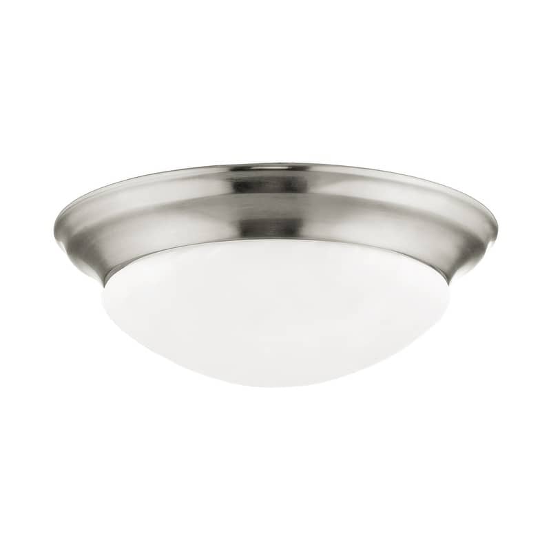 Livex Lighting 2 Light Brushed Nickel Ceiling Mount, 7303-91 - 14"Dia. x 4.75"H