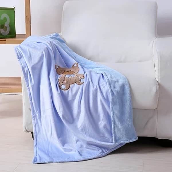 slide 2 of 3, Baby Receiving Blanket Nursery Soft Plush Print Teddy Bear Blue