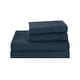 preview thumbnail 21 of 58, 3/4 Pcs Soft Solid & Embroidery Bed Sheets Set Full - Navy Blue