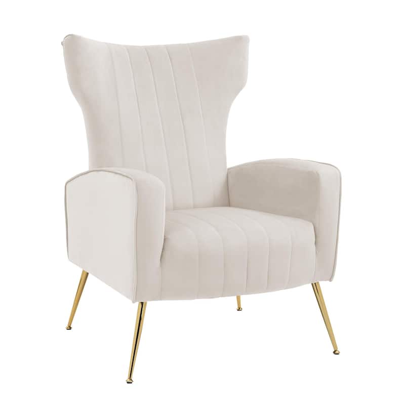 Velvet Wingback Accent Chairs with Metal Legs for Living Room