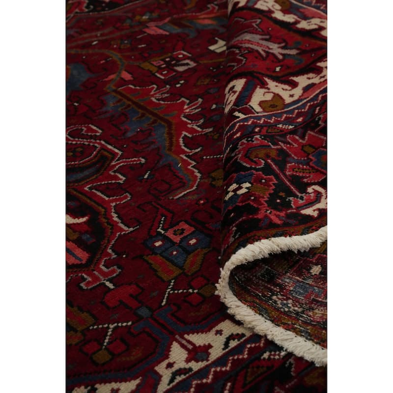 Hand Knotted Oriental 100% Wool Carpet Traditional Floral Red Heriz Area Rug - 13' 6'' X 10' 2''