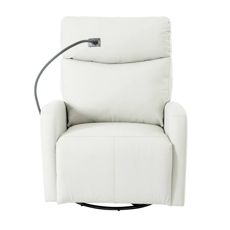 Grey Electric Power Recliner Chair with 270° Swivel, USB Ports and Adjustable Footrest for Living Room & Nursery