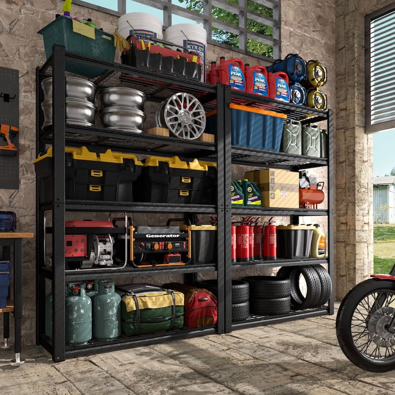 VEIKOUS Heavy-Duty 3000LBS Boltless Metal Storage Shelves, Adjustable Garage Shelving Unit with Reinforced Grating