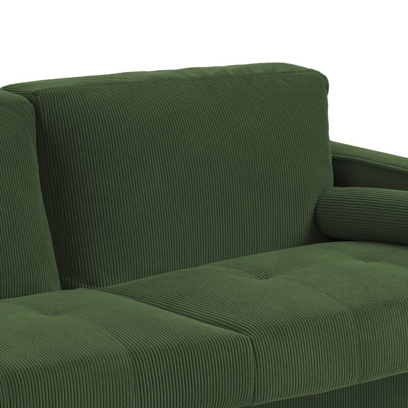 3-Piece Corduroy Tufted Club Armchair and Loveseat Set for Living Room