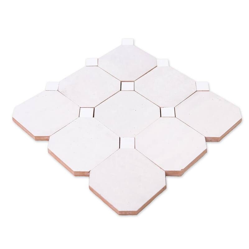 Contemporary Zellige Panels, 12" X 12" X 1/2", Off-White with White accents