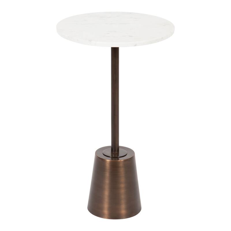 Kate and Laurel Tira Round Side Table - 14x14x24 - Bronze/White