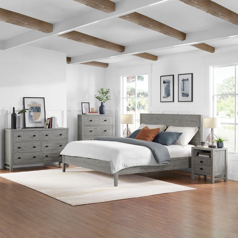 Arden 5-Piece Wood Bedroom Set with King Bed, Two 2-Drawer Nightstands, 5-Drawer Chest, 6-Drawer Dresser