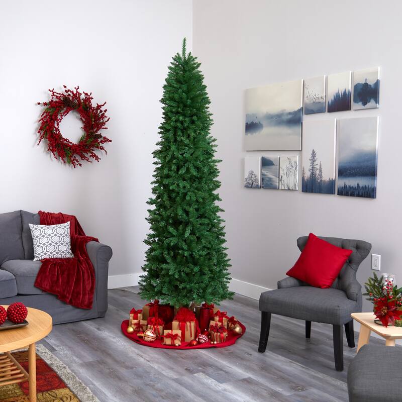 8' Slim Mountain Pine Artificial Christmas Tree, Unlit - 8 Foot