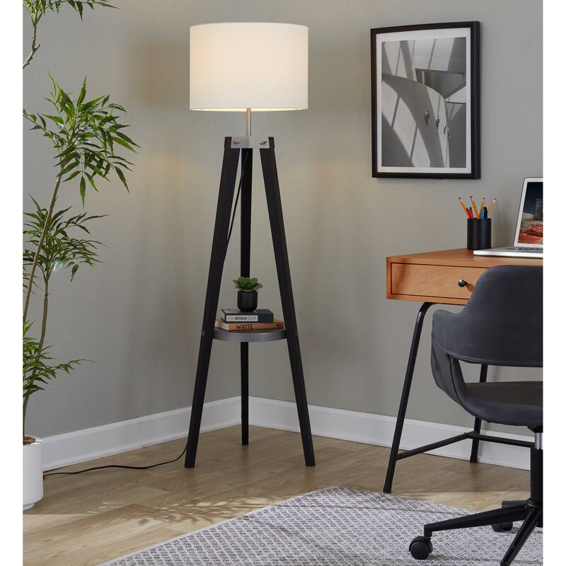 Carson Carrington Compass Tripod Floor Lamp with Shelf