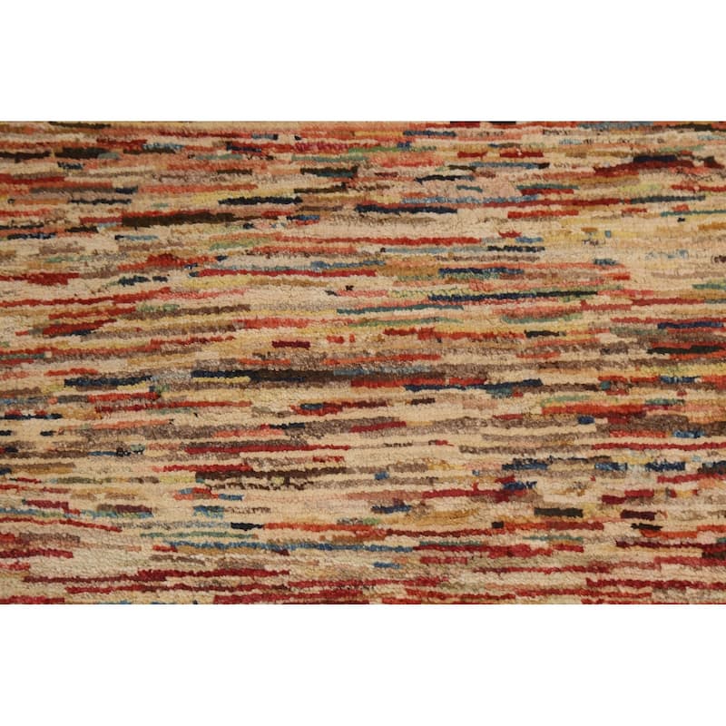 Contemporary Gabbeh Kashkoli Striped Area Rug Hand-knotted Wool Carpet - 3'8" x 6'6"