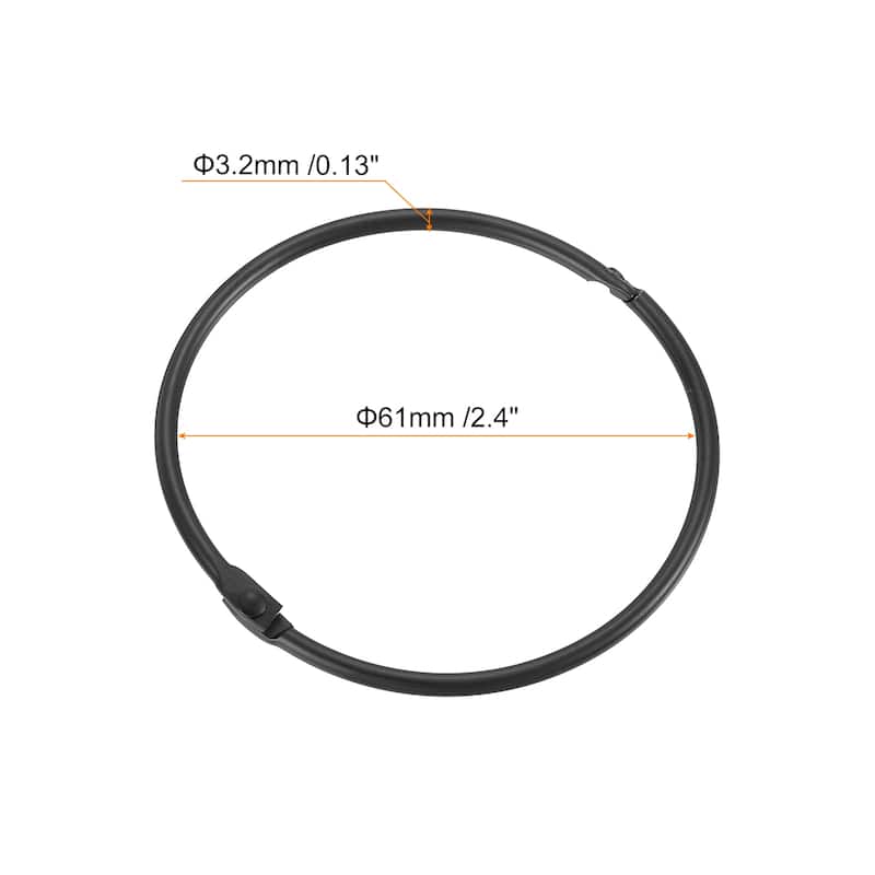 Shower Curtain Rings, 24pcs Loose Leaf Binder Rings - Black - 2.4 Inch