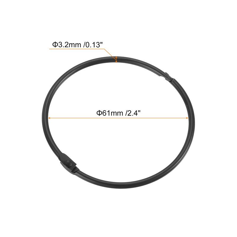 Shower Curtain Rings,15pcs Loose Leaf Binder Rings - Black - 2.4 Inch