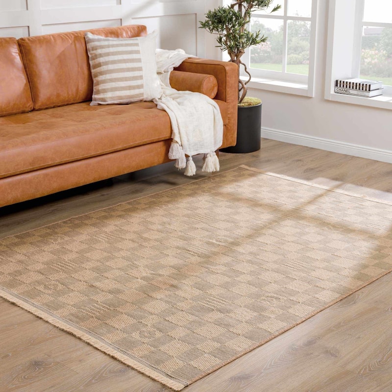 Hauteloom Nairi Machine Washable Jute Checkered Area Rug