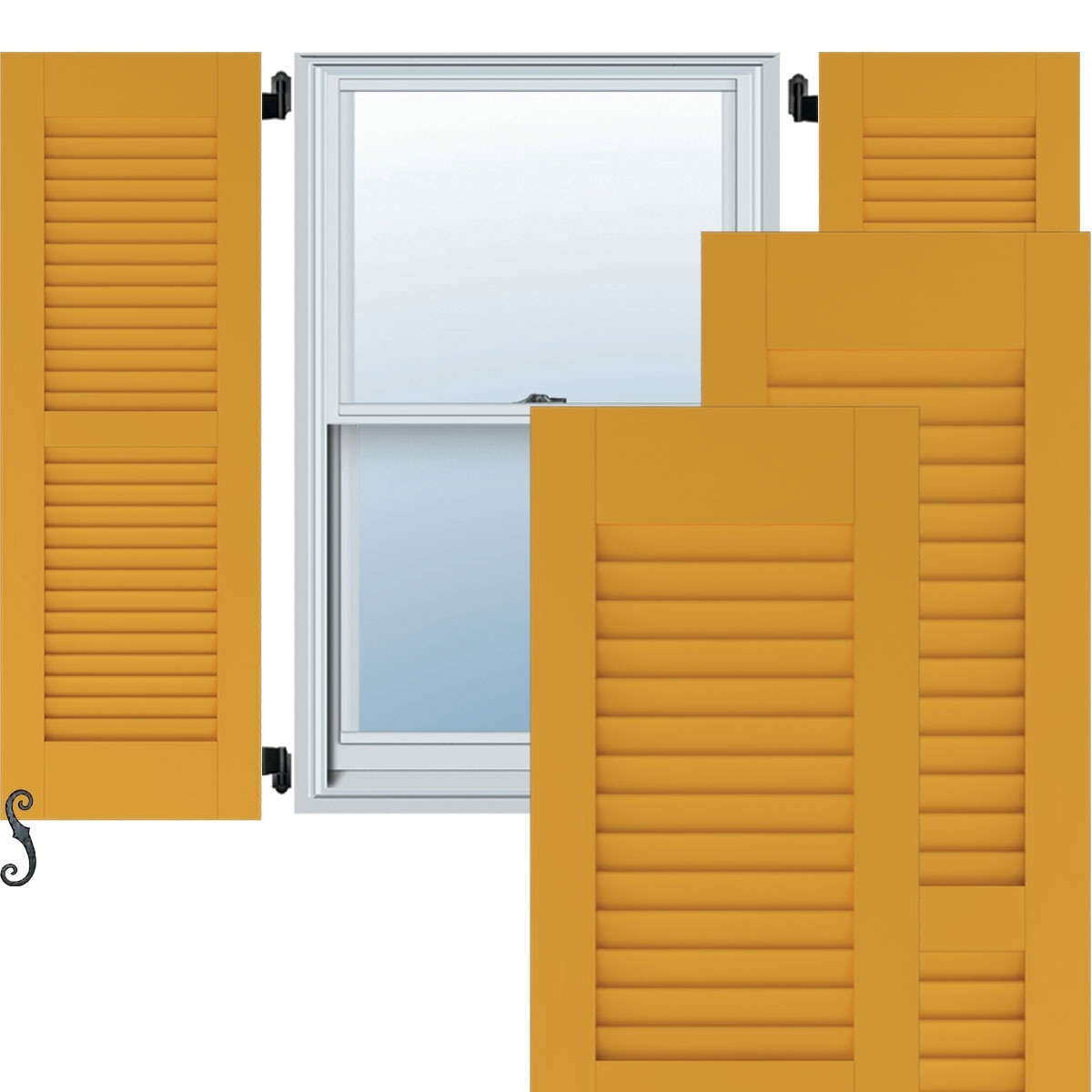 Americraft Two Equal Louver Exterior Real Wood Shutters (Per Pair)