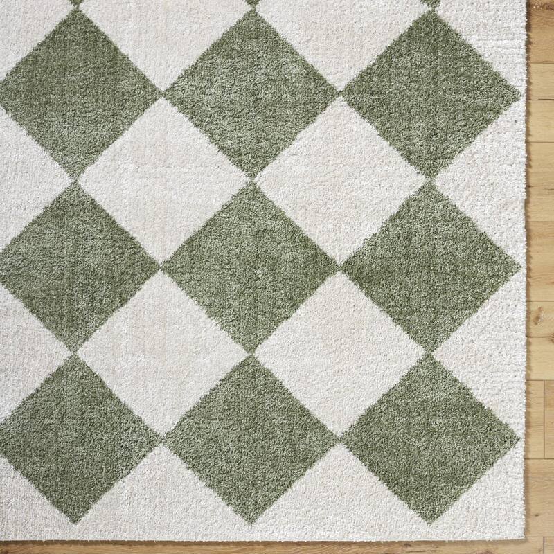 Livabliss Scandinavian Fossay Shag Diamond Washable Area Rug