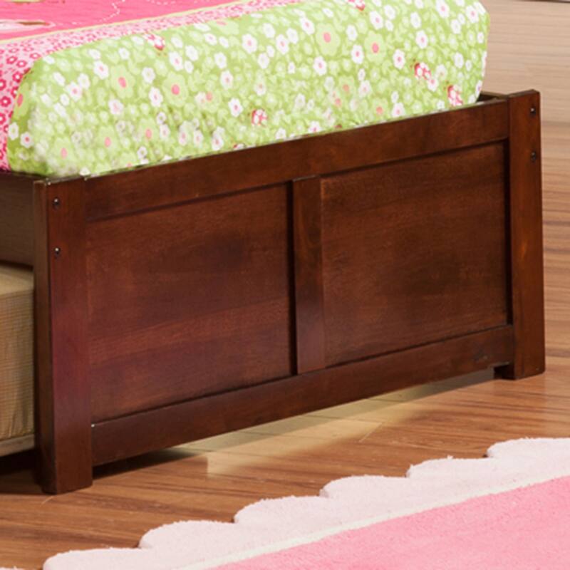 Orlando Twin Platform Bed with Footboard & Twin Trundle in Walnut