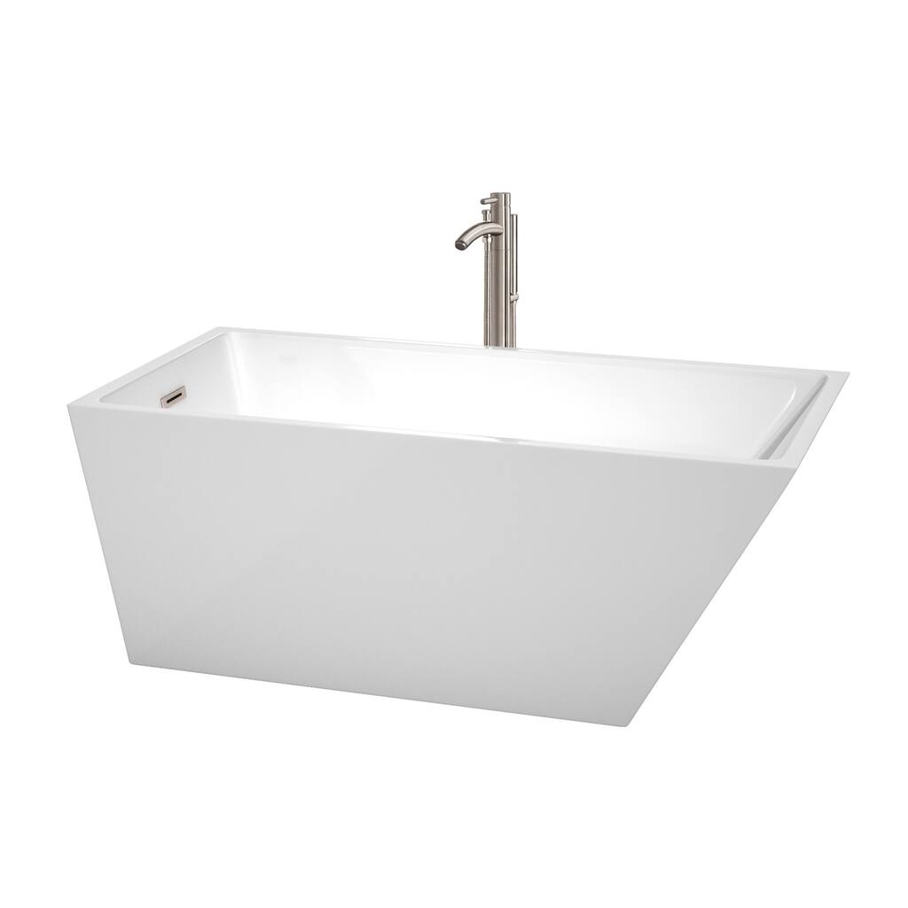 Wyndham Collection Hannah 59" Freestanding Soaking Tub with Tub Filler