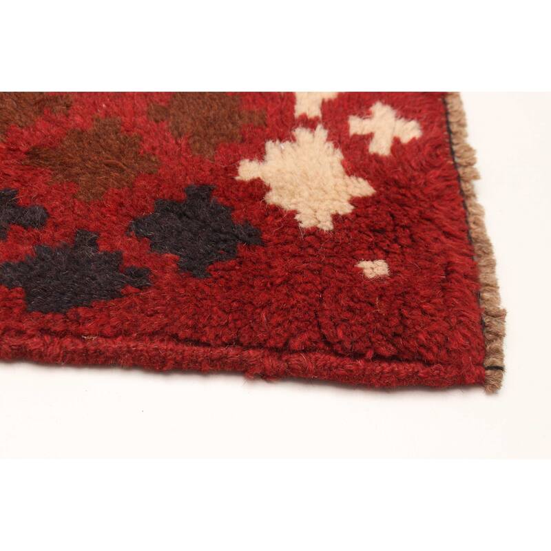 ECARPETGALLERY Hand-knotted Afghan Dark Red Wool Rug - 5'9 x 8'5