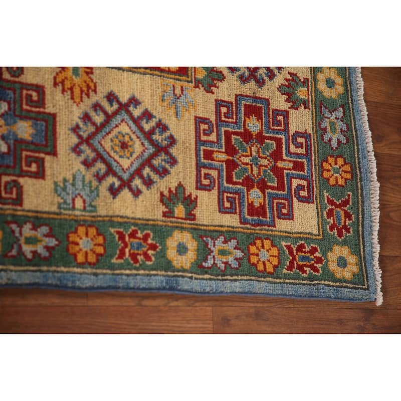 Light Blue Kazak Oriental Area Rug Handmade Wool Carpet - 6'6" x 9'7"