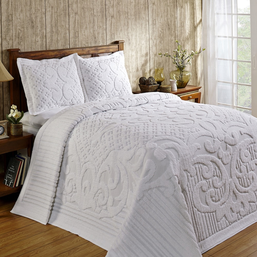 Better Trends Chenille Bedspread Set with Sham Medallion Design 100% Cotton Soft Machine Washable Tufted Ashton Collection