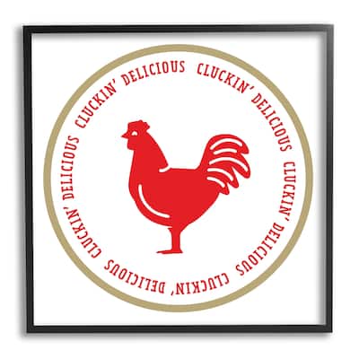 Stupell Cluckin' Delicious Phrase Framed Giclee Art Design by Emily Dumas