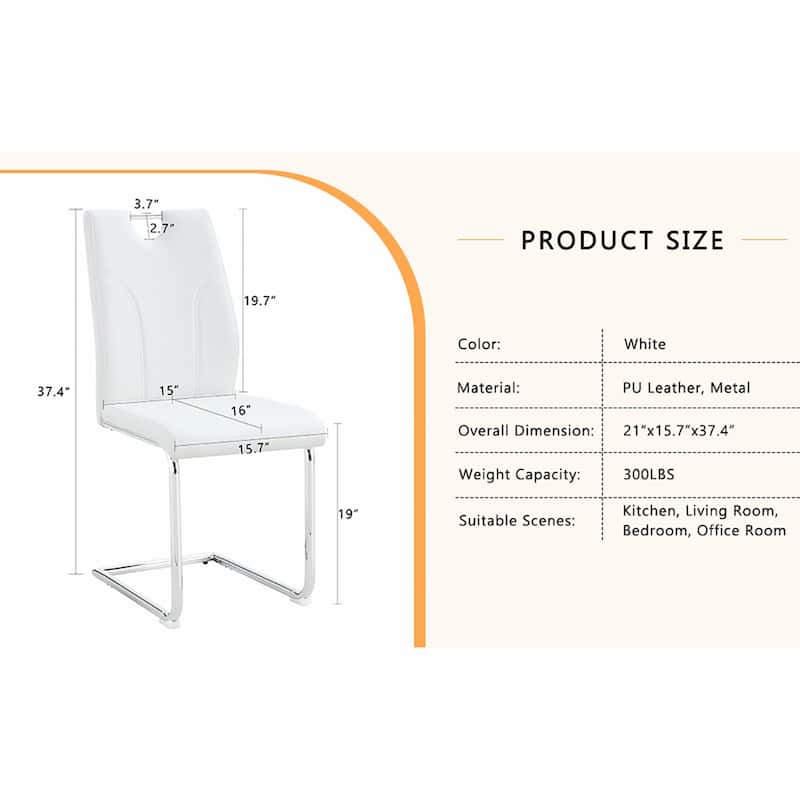 2PCS PU Metal Frame Dining Chairs