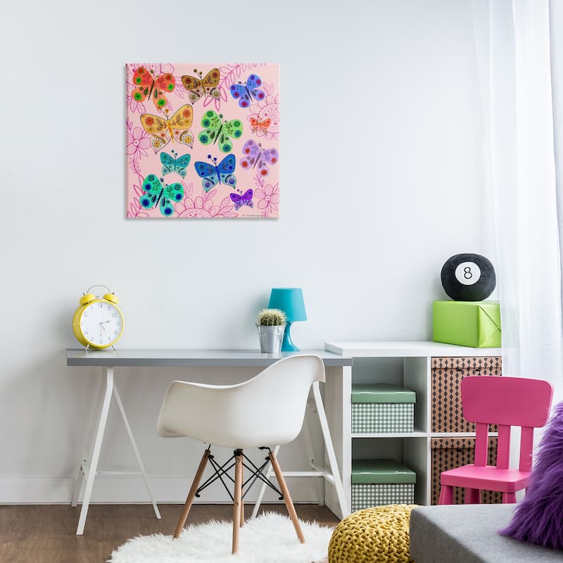 Stupell Bright Patterned Butterflies Canvas Wall Art Design By Kay Widdowson