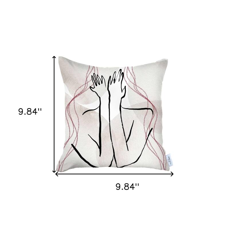 HomeRoots 18" X 18" Black And Grey Abstract Zippered Handmade Polyester Throw Pillow Cover