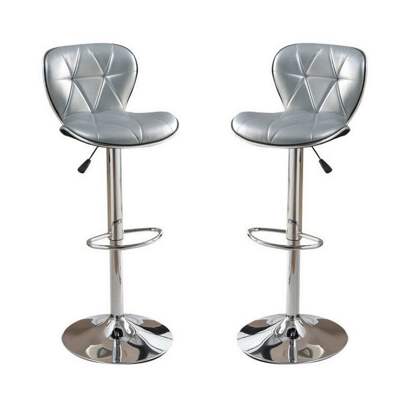 Adjustable Counter Height Bar Stool with Cushioned Seat, Silver Base, Modern Seating for Kitchen or Dining Space