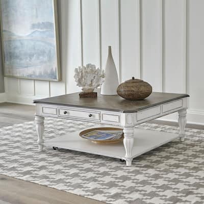 Magnolia Manor Antique White Oversized Square Cocktail Table