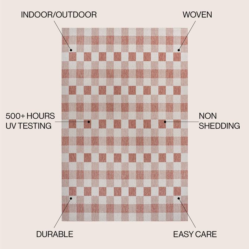 JONATHAN Y Biot Traditional Geometric Bold Gingham Black/Cream Indoor/Outdoor Area Rug