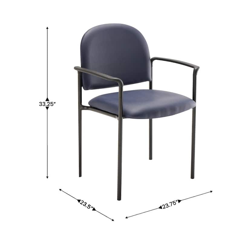 Comfort Stackable Steel Side Reception Chair with Arms - 23.5"D x 23.75"W x 33.25"H