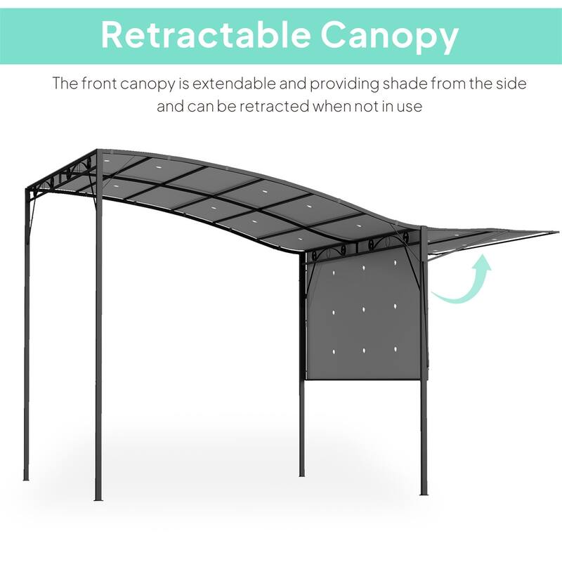 Dark Gray Adjustable Patio Gazebo with Powder-Coated Steel Frame UV and Water Resistant Polyester Canopy