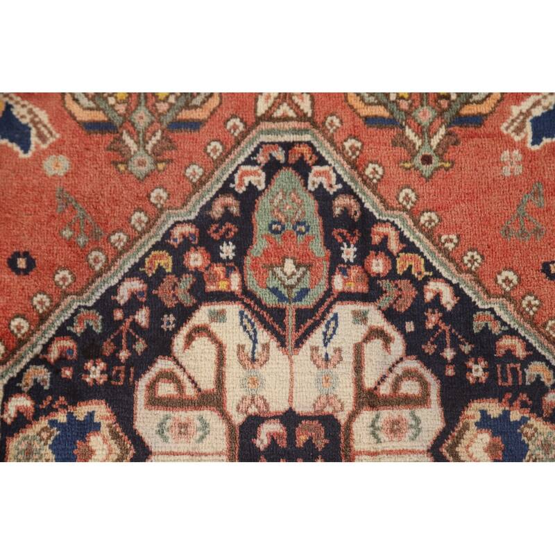 Geometric Abadeh Persian Vintage Square Rug Hand-Knotted Wool Carpet - 1'10" x 1'11"