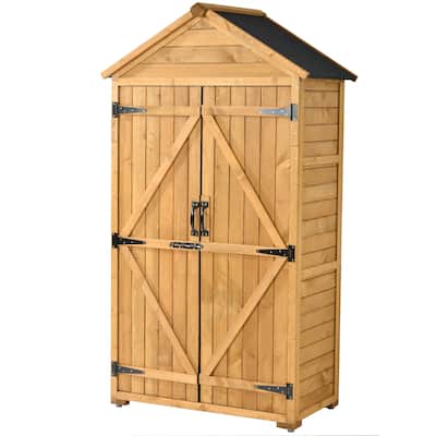 Outdoor Wood Lean-to Storage Shed Tool Organizer with Waterproof Asphalt Roof