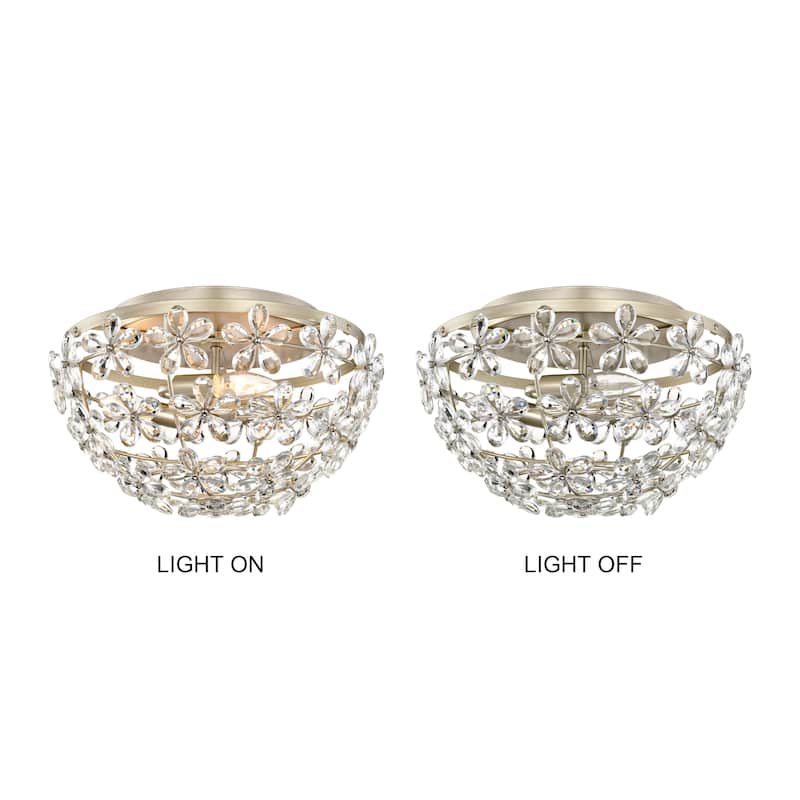 Rosa 3-Light Glam Daisy Flower Crystal Blossom Flush Mount