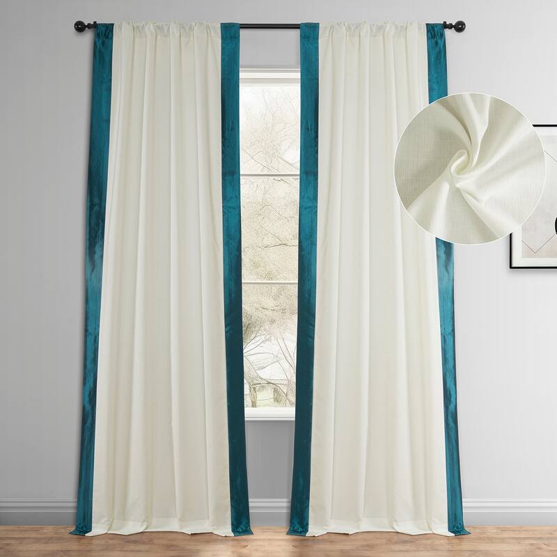 Exclusive Fabrics Fresh Pop Dobby Taffeta Side Bordered Light Filtering Curtains for Bedroom & Living Room Curtains (1 Panel)