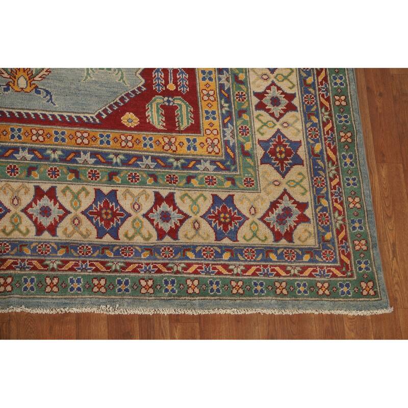 Light Blue Kazak Oriental Rug Hand-Knotted Living Room Wool Carpet - 9'9"x 12'8"