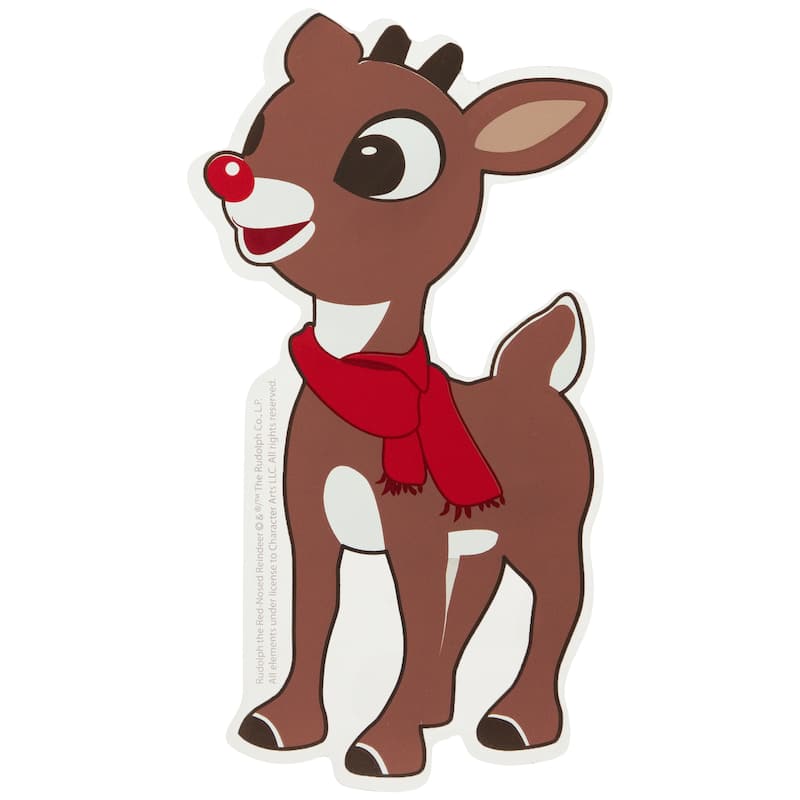 8" Rudolph in Red Scarf Double Sided Gel Window Cling Decoration