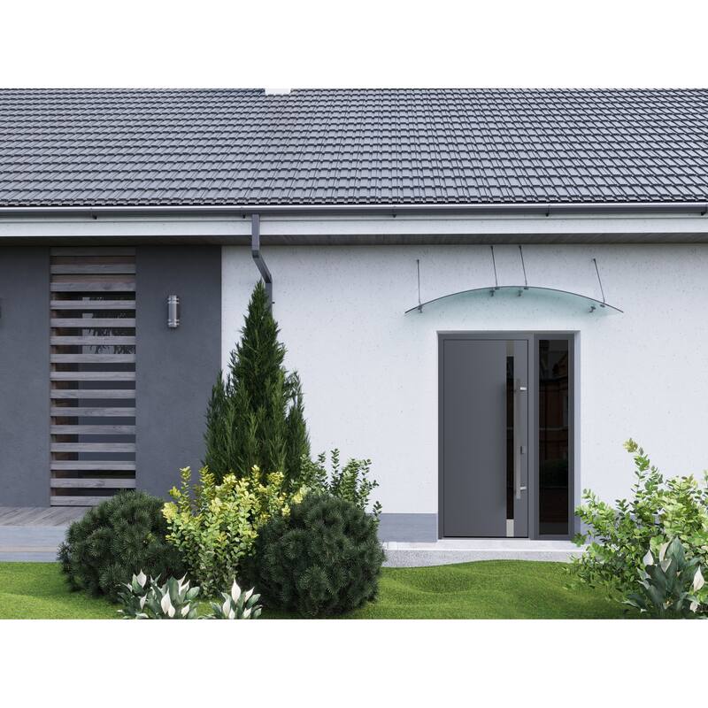 Front Exterior Prehung Steel Door Ronex 1011 Grey Stainless Inserts Entry Metal Painted W36xH80 Left hand Inswing