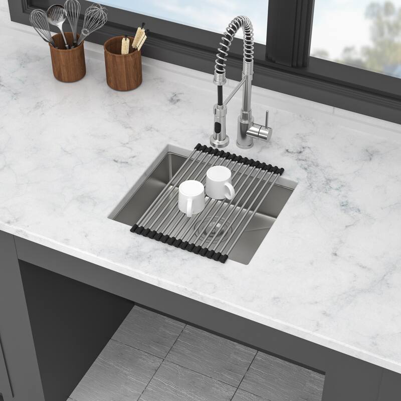 Undermount Single Bowl 16 Gauge Stainless Steel Kitchen Sink in Brushed Nickel
