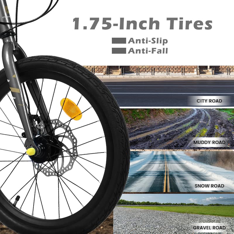 20 Inch Kids Road Bike, Boys & Girls Bicycle Ages 6-12, 7-Speed Steel Frame with Dual Disc Brakes
