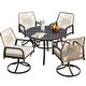 preview thumbnail 22 of 24, Outdoor Dining Set, Swivel Rattan Chairs w Thick Removable Cushion, Dining Table w Umbrella Hole, Patio Furniture Set