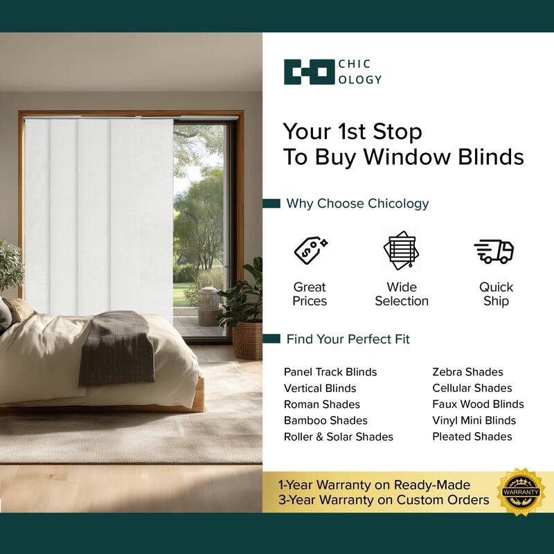 CHICOLOGY Adjustable Sliding Panels, 4-Rail Track, Vertical Blinds, Pation Door Curtain, Room Divider